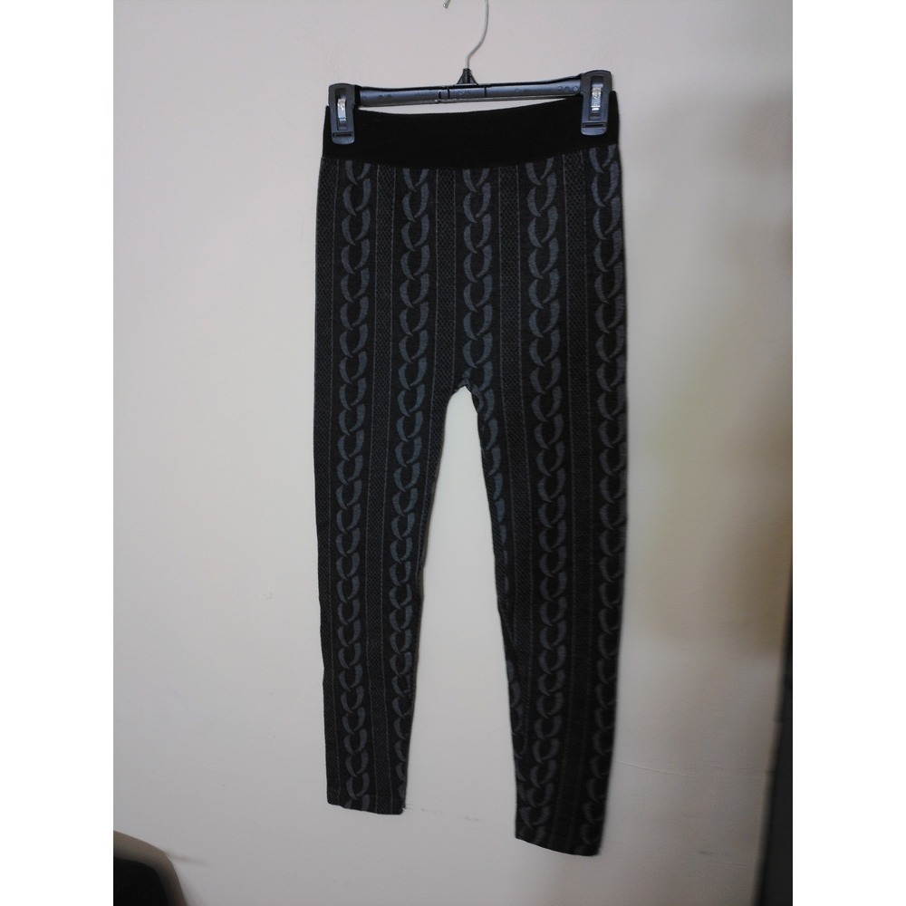 Gold Medal International Leggings Women S/M Black Grey Cable Knit Patterned Cozy